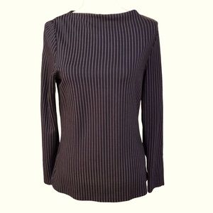 Ann Taylor Black/White Pinstripe Top
